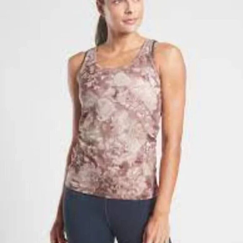 Athleta Antoinette Scoop Neck Fitted Floral Tank Top Pink Size XS